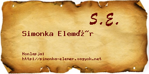 Simonka Elemér névjegykártya